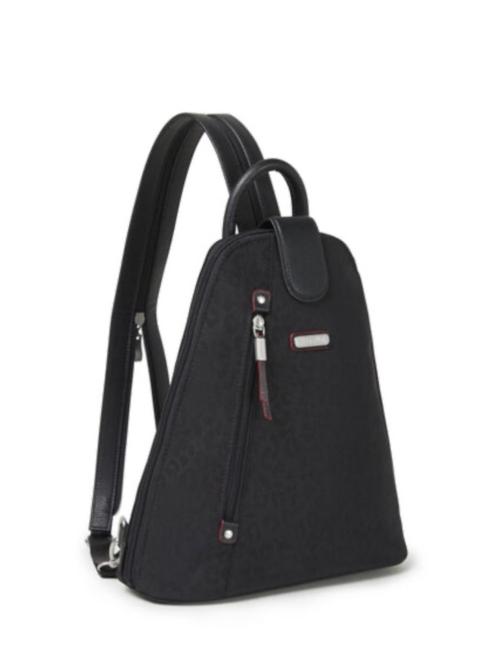 Baggallini Black Leopard Print  Sling Bag with Silver Hardware
